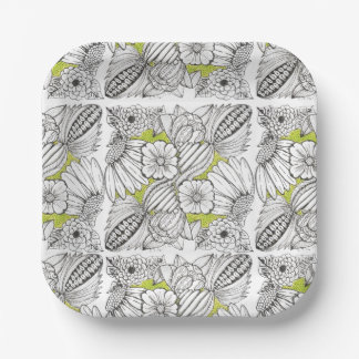 Modern Hosting & Dinner Party Floral Doodle Paper Plate