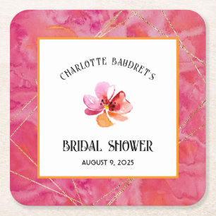 Modern Hot Colour Square Paper Coaster