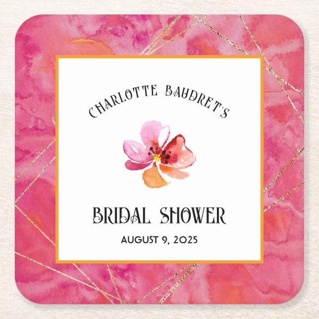 Modern Hot Colour  Square Paper Coaster (Front)