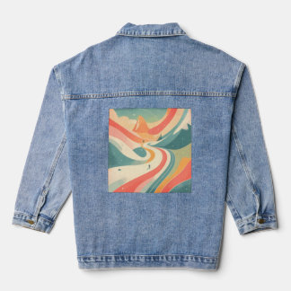 Modern Hot Look at Snow Mountain Paradise Fun Denim Jacket