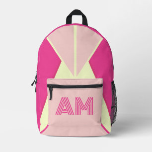 Modern Hot Pink and Cream Linear Custom Backpack