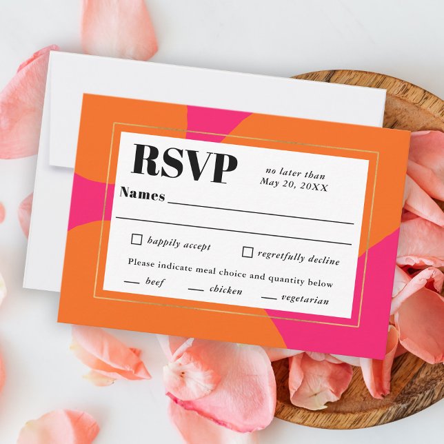 Modern Hot Pink and Orange Abstract RSVP with Meal Card (Creator Uploaded)
