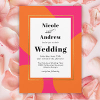 Modern Hot Pink and Orange Abstract Wedding