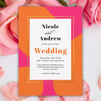 Modern Hot Pink and Orange Abstract Wedding