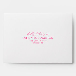 Modern hot Pink and Orange watercolor Wedding Enve Envelope