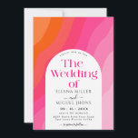 Modern hot Pink and Orange watercolor Wedding  Invitation<br><div class="desc">This modern wedding invitation features a elegant pink and orange design. with this vibrant trendy colour scheme of hot pink and orange.A fun summer wedding invitation with a hot pink and orange watercolor  background with white lettering.</div>