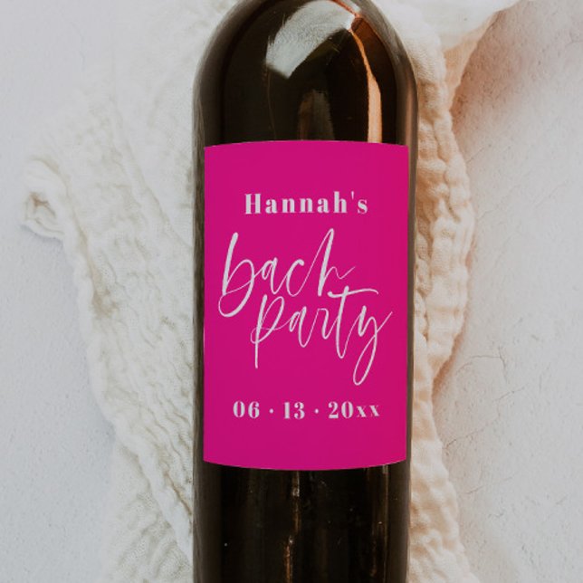 Modern Hot Pink Bachelorette Wine Label Favours (Creator Uploaded)