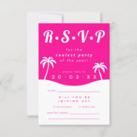 Modern Hot Pink Beach Wedding RSVP
