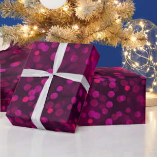 Modern hot pink bokeh Christmas lights abstract Wrapping Paper