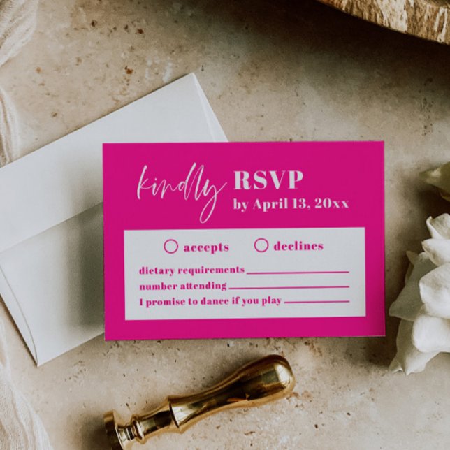 Modern Hot Pink Bold Wedding RSVP Enclosure Card (Creator Uploaded)