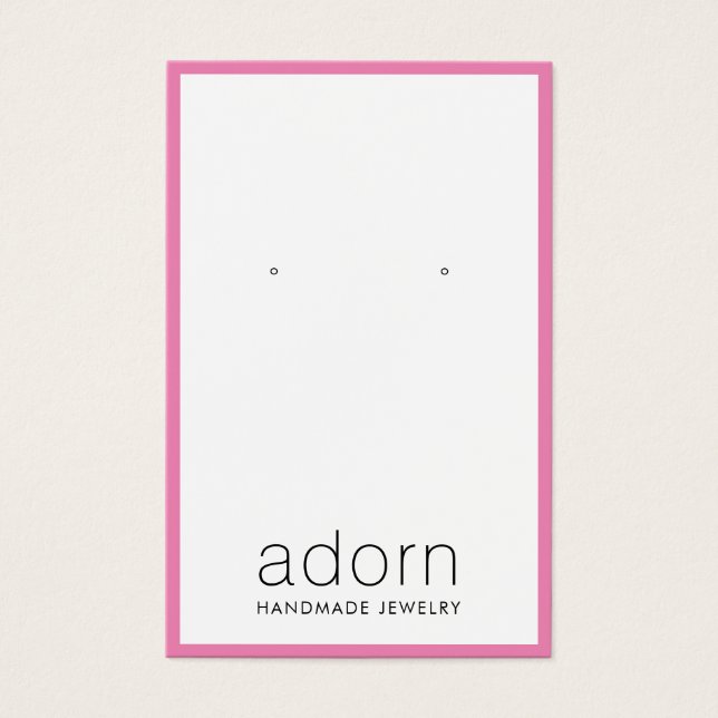Modern Hot Pink Border Earring Display Card (Front)