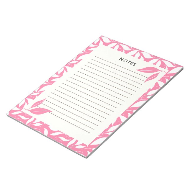 Modern Hot Pink Botanical Notepad (Angled)