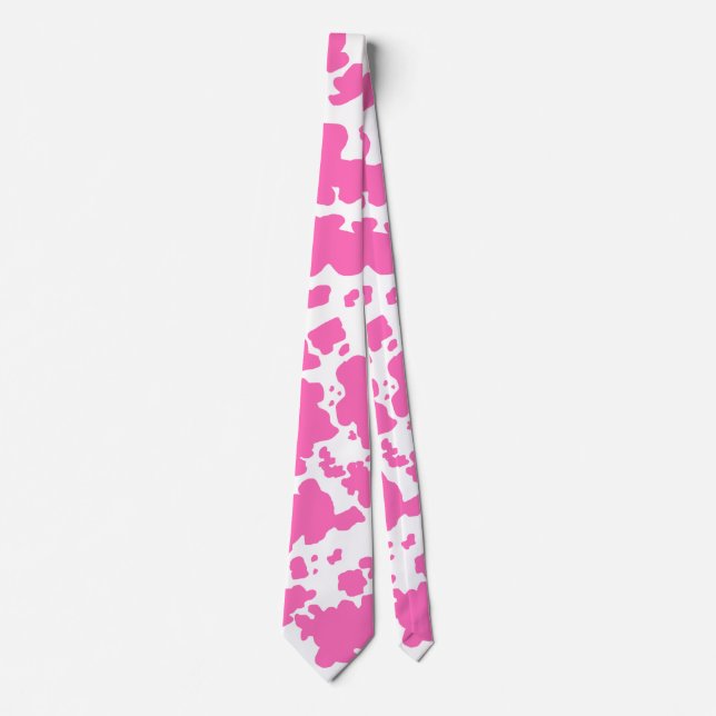 Modern Hot Pink Cow Skin Texture Animal Print  Tie (Front)