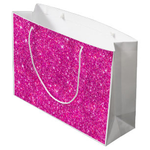 Modern Hot Pink Faux Glitter Pattern Girly Large Gift Bag