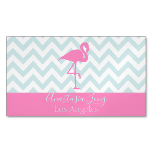 Modern Hot Pink Flamingo Magnetic Business Card