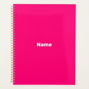 Modern hot pink fuchsia custom name text monogram planner