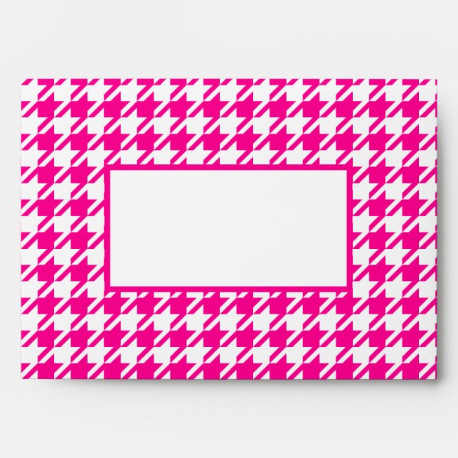 Modern Hot Pink Houndstooth Barbiecore Party Envelope (Front)