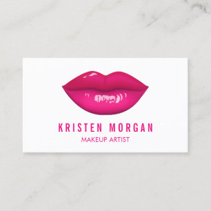 Modern Hot Pink Lips Fashion Makeup Artist Business Card