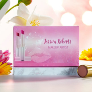 Modern Hot Pink Lips Makeup Artist  Magnetic Business Card