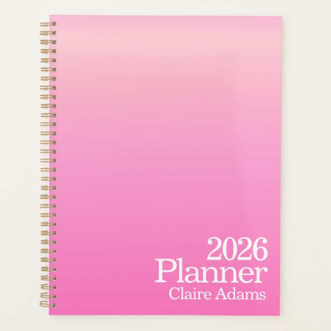 Modern Hot Pink Ombre Planner (Front)