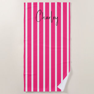 Modern Hot Pink Personalised  Beach Towel