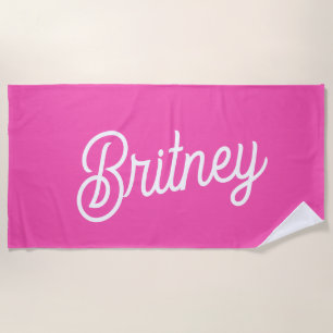 Modern Hot Pink  Personalised Monogram and Name  Beach Towel