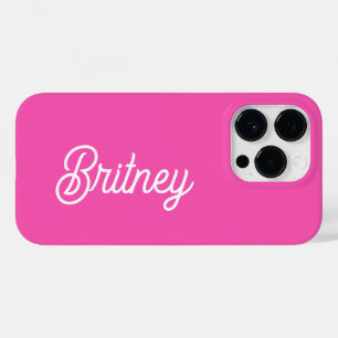 Modern Hot Pink  Personalised Monogram and Name  Case-Mate iPhone 14 Pro Case