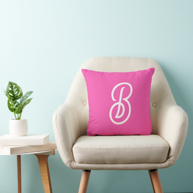 Modern Hot Pink  Personalised Monogram and Name  Cushion (Chair)