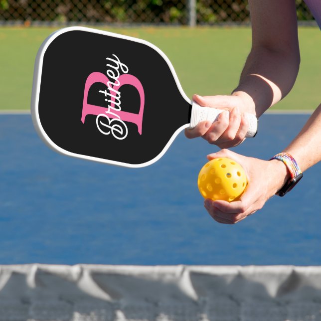 Modern Hot Pink  Personalised Monogram and Name  Pickleball Paddle (Insitu)