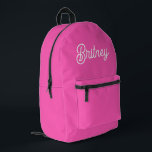 Modern Hot Pink  Personalised Monogram and Name  Printed Backpack<br><div class="desc">Introducing our Modern Hot Pink Personalised Monogram and Name Printed Backpack, the perfect blend of style and functionality for your everyday needs. This backpack features a bold hot pink design, personalised with your monogram and name, making it a standout accessory. Ideal for school, work, travel, or casual outings, it combines...</div>
