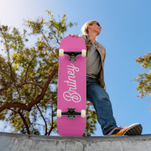 Modern Hot Pink Personalised Monogram and Name Skateboard