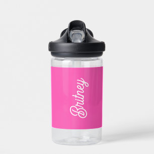 Modern Hot Pink  Personalised Monogram and Name  Water Bottle