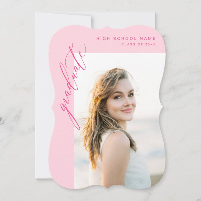 Modern Hot Pink Photo Graduation Party Invitation (Front)