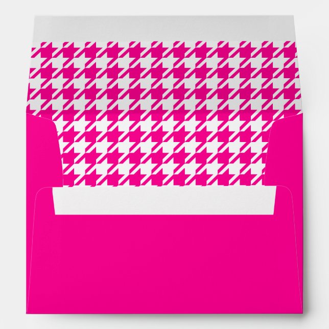 Modern Hot Pink Pink Houndstooth Party Envelope (Back (Bottom))