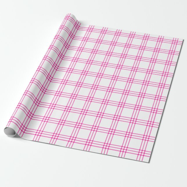 Modern Hot Pink Plaid |Large Pattern| Wrapping Paper (Unrolled)