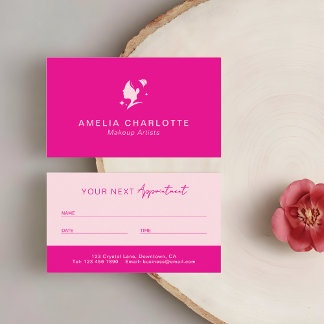 Modern Hot Pink Professional Makeup Artists Appointment Card