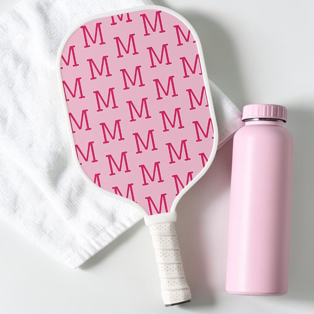 Modern Hot Pink Simple Initial Monogram Pattern Pickleball Paddle (Modern Hot Pink Simple Initial Monogram Pattern Pickleball Paddle)