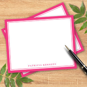 Modern Hot Pink Two Border Name Personalised Card