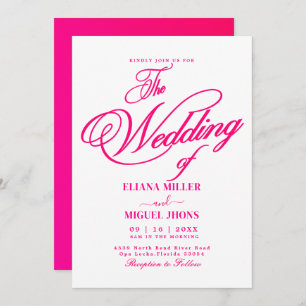 Modern hot Pink watercolor colourful spring weddin Invitation