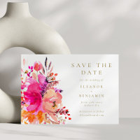 Modern Hot Pink Watercolor Floral Elegant Wedding