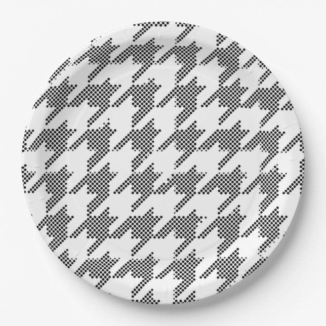 Modern Houndstooth Art Sports Team Spirit Fun Paper Plate (Front)