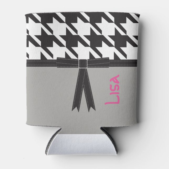 Modern Houndstooth Can Cooler (Front)