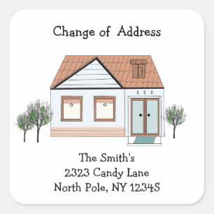Modern House Change of Address Square Sticker