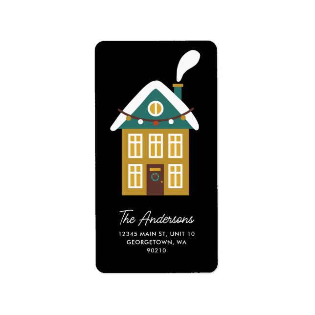 Modern House Christmas Decor Custom Vertical Label (Front)
