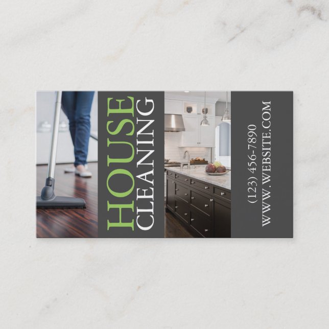Modern House Cleaning Housekeeper Maid Business Card (Front)