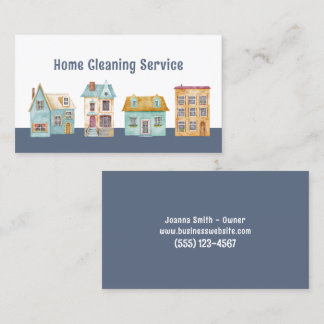 Modern House Cleaning Housekeeping Service Business Card