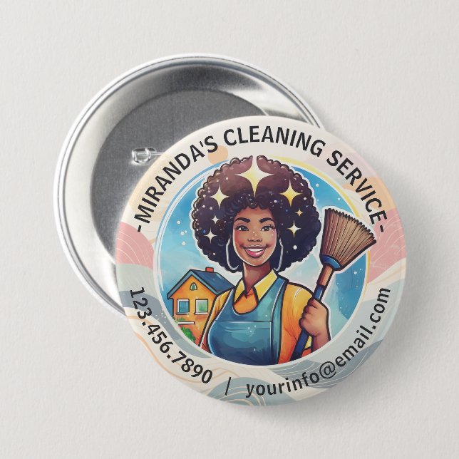 Modern House Cleaning Maid Service Housekeeping 7.5 Cm Round Badge (Front & Back)