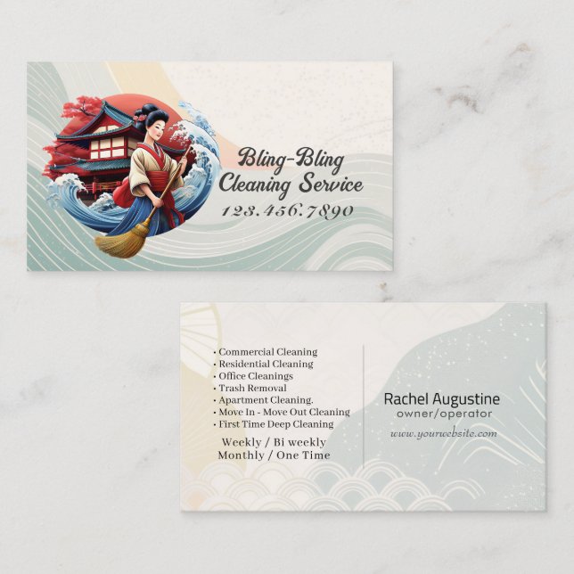 Modern House Cleaning Maid Service Housekeeping Bu Business Card (Front/Back)