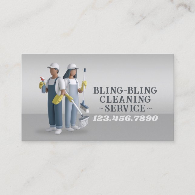 Modern House Cleaning Maid Service Housekeeping Bu Business Card (Front)