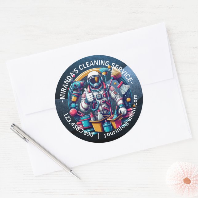 Modern House Cleaning Maid Service Housekeeping Classic Round Sticker (Envelope)